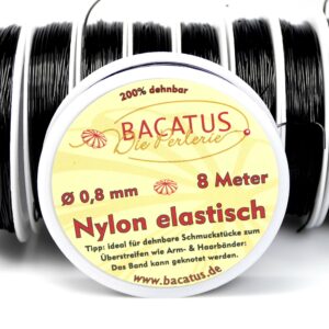 Nylon elastic • black • 0.8mm • 1 roll