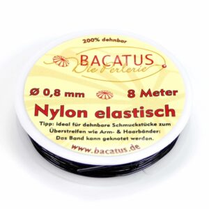 Nylon elastic • black • 0.8mm • 1 roll