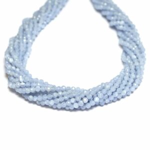 Angelite plain round faceted 2 – 3 mm, 1 strand