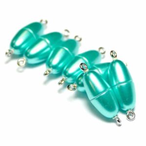 Magnetic clasp plastic wax turquoise 17x8mm