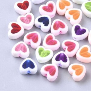 Bead mix colorful hearts acrylic 7.5×8.5mm