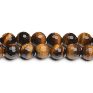 Tiger eye faceted round 2 – 10 mm, 1 strand