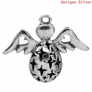 Breloque perle en métal ange avec ailes 3,5×2,8 cm
