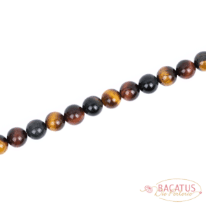Tiger eye ball glossy mix red approx. 6-8mm, 1 strand