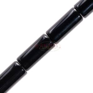 Onyx tubes glossy black approx. 8x14mm, 1 strand