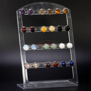 Ear studs carbochon gemstones mix, 12 pairs with display
