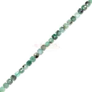 Emerald cube faceted ca. 4x4mm, 1 strand