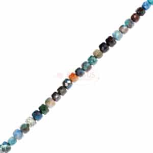 Chrysocolla cube faceted ca. 4x4mm, 1 strand