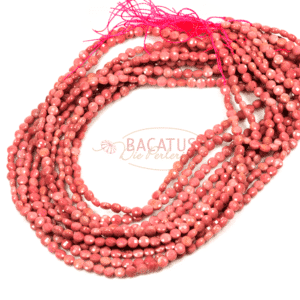 Rhodonite coins faceted approx. 5 mm, 1 strand