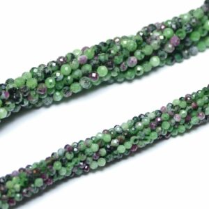 Ruby zoisite plain round faceted 2 – 4 mm, 1 strand