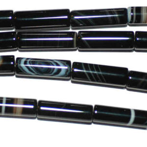 Sardonyx tubes black 4 x 13 mm, 1 strand