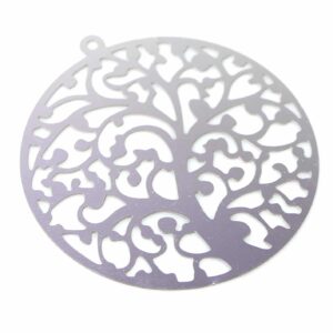 Tree pendant disc stainless steel 40 mm