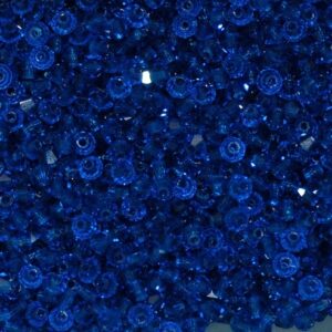 Perles de cristal Bicône PRECIOSA bleu capri 3-6 mm