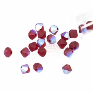 Perles de cristal Bicône PRECIOSA siam AB mat 6 & 8 mm