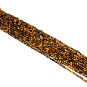 Tiger eye coins faceted gold-brown approx. 4 mm, 1 strand