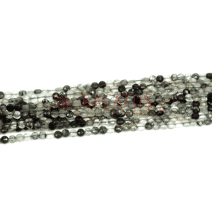 Monnaies de quartz tourmaline facettées env.4 mm, 1 fil