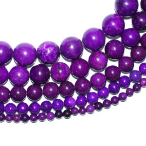 Magnesite plain round glossy purple 4 mm, 1 strand