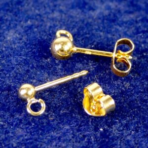 Earstuds ball with split loop 925 silver * gold plated * 3-4mm 1 piece