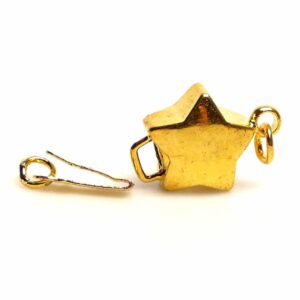 Snap clasp star metal gold 10 mm