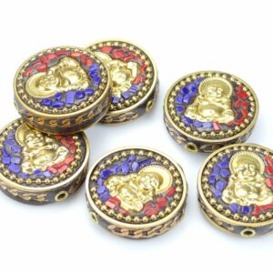Tibetan pearl Buddha gold 28×10 mm