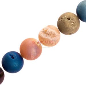Agate matte rounds druzy colored 6 – 16 mm, 1 strand