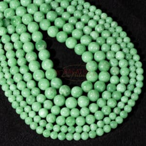 Angelite beads shiny green approx. plain round , 1 strand
