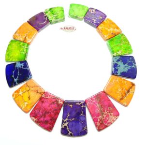 Impression jasper necklace multicolored 18×20 – 25×40 mm, 1 strand