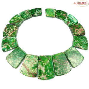 Impression jasper necklace dark green 18×20 – 25×40 mm, 1 strand