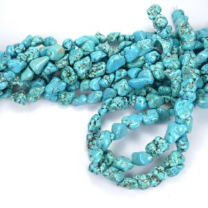 Pépites de magnésite turquoise 11 x 16 mm, 1 fil