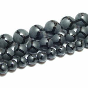 Onyx Kugel matt Ball Muster ca. 6-10mm, 1 Strang