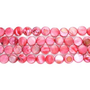 Mother-of-pearl lentils red 10 mm, 1 strand
