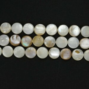 Mother-of-pearl lentils creamy white 10 mm, 1 strand