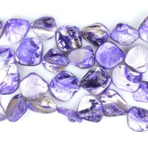 Mother of pearl nuggets purple approx. 18 x 18 mm, 1 strand