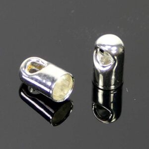 End cap metal silver-plated 3 mm 20 pieces