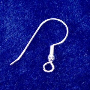 Ear hook fish hook with plain round 925 silver 20mm 1 piece