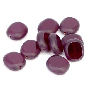 Glass beads flat dark red 12x13x5 mm 10 pieces