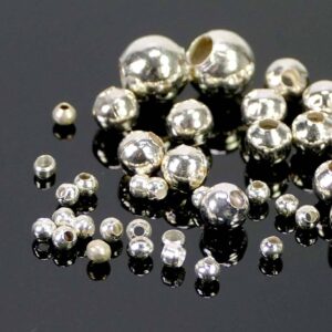 Hollow metal beads, silver 2-6 mm 50 pieces
