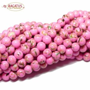 Jade Kugel rosa braun gold ca. 4-12mm, 1 Strang