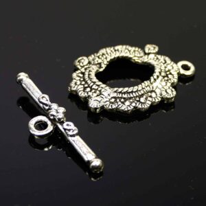 T-clasp toggle clasp floral wreath 25 mm