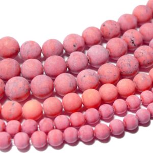Boule magnésite rouge mat 4-12 mm, 1 fil