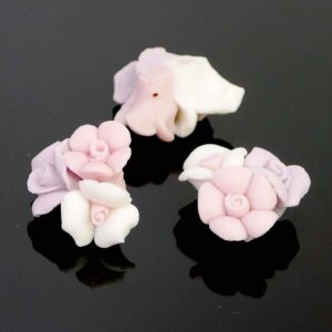 Porcelain flower roses pastel colors 18×11 mm
