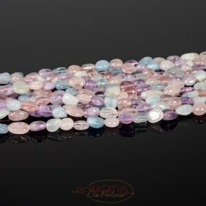Pépites de quartz rose améthyste aigue-marine 4 x 8 mm, 1 fil