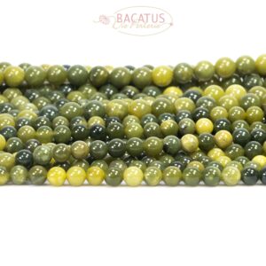Boules Xiu Jade vert brillant 6 – 8mm, 1 fil