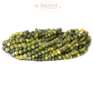 Boules Xiu Jade vert brillant 6 – 8mm, 1 fil