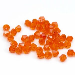 Glass beads double cone orange 5.5 mm, 25 pieces