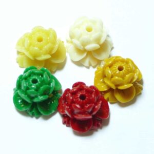 Plastic bead Lotus Mala 15×10 mm colored, 5 pieces