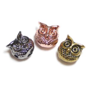 Metal bead owl 11 x 11mm color choice