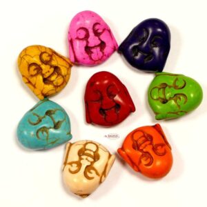 Stone bead laughing Buddha head 29×27 mm color selection