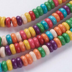 Stone bead rondelle colored 6×2.5 mm, 1 strand
