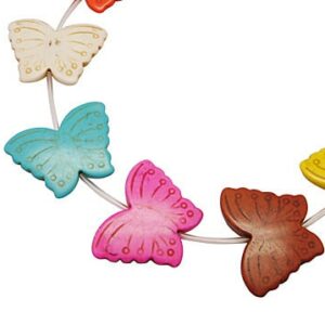 Stone bead butterfly multicolored 30×40 mm, 1 strand